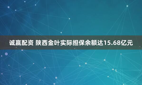 诚赢配资 陕西金叶实际担保余额达15.68亿元